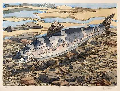 鲑鱼，1977年 by Neil G. Welliver