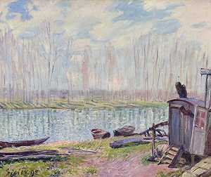 洛因河畔，1890年 by Alfred Sisley