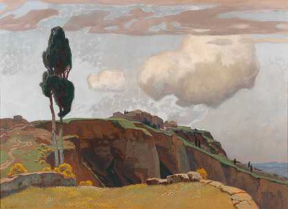 卡尔·奥林奇，19世纪的油画。 by Karl O&Lynch of Town