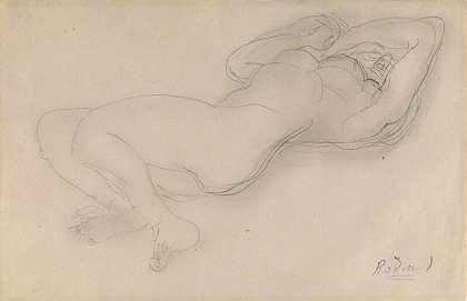 裸体女人躺着，大约1900年 by Auguste Rodin