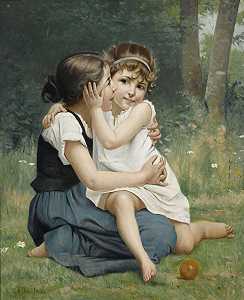 姐妹之爱，1892年 by Francois Alfred Delobbe