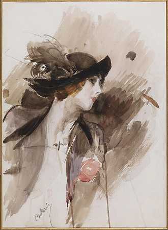 双女性肖像（Recto），1905-1910年 by Giovanni Boldini