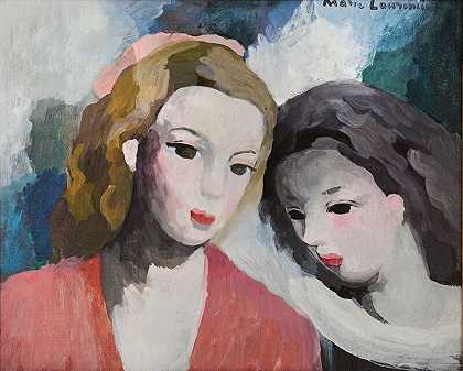 女同性恋朋友，两个女人，约1930年 by Marie Laurencin