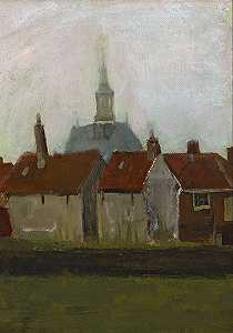 海牙的Nieuwe Kerk en Oude Huizen（海牙的新教堂和旧房子），约1883年 by Vincent van Gogh