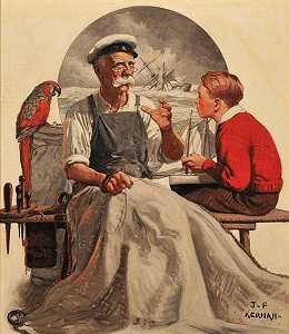 《沉船故事》，扶轮杂志封面，1934年 by Joseph Francis Kernan