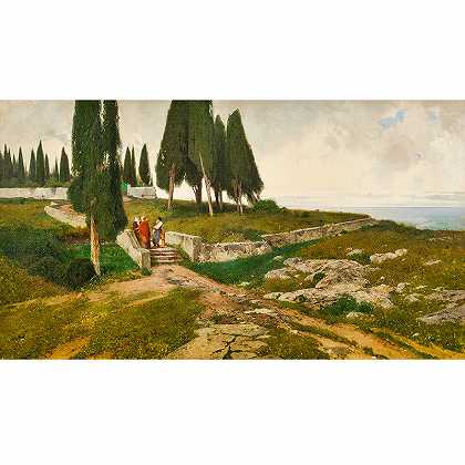 费迪南德·布伦纳，柏树，甘道夫城堡，18981898 by Ferdinand Brunner