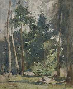 森林清理，约1931年 by Emil Carlsen