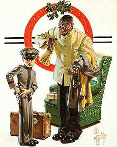 《给搬运工小费》，《星期六晚报》封面，1937年 by Joseph Christian Leyendecker