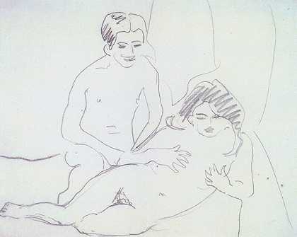 裸体情人，1909年 by Ernst Ludwig Kirchner