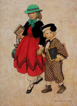 《两个小女孩，好管家》封面，1924年 by Jessie Willcox Smith