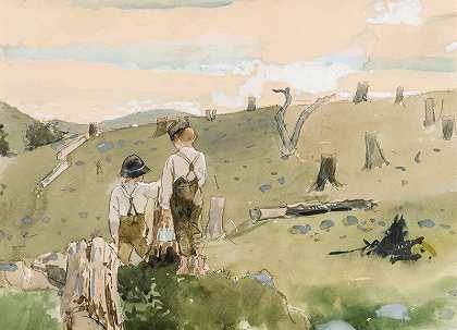 《山坡上的男孩》，1879年 by Winslow Homer