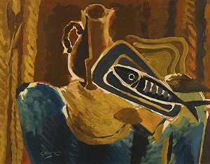 水罐鱼，1943年 by Georges Braque