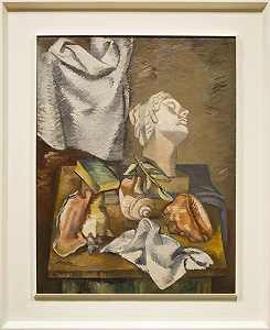 《带贝壳和古典头部的静物画》，1935年 by Jan Matulka