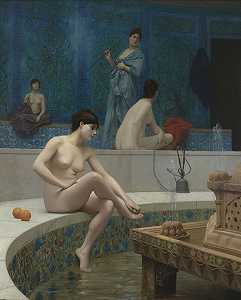 《后宫的沐浴者》，1901年 by Jean-Léon Gérôme