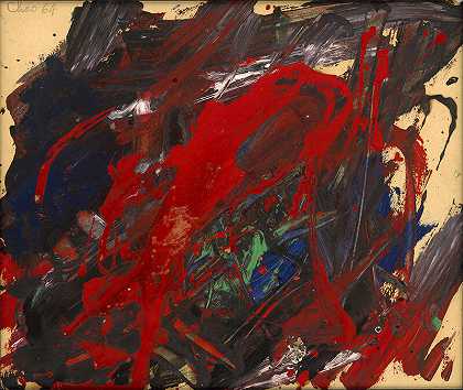 纸上油画（红色），1964年 by Chao Chung-hsiang 趙春翔