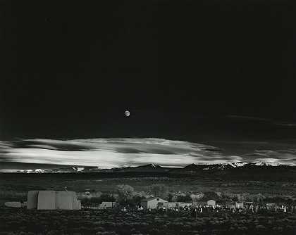月亮升起，埃尔南德斯，新墨西哥州，1941年 by Ansel Adams