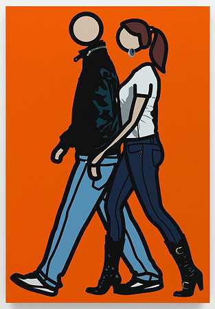 埃尼斯和蒂娜步行，2010年 by Julian Opie