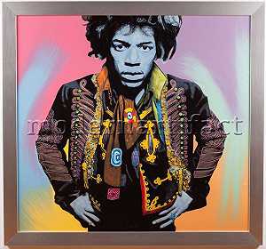 史蒂夫·考夫曼·吉米·亨德里克斯（Steve Kaufman Jimi Hendrix）大型原创油画，1/1，记录良好，1990-2010年 by Steve Kaufman