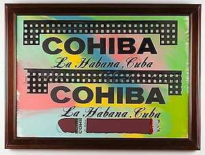 Cohiba雪茄原创油画《男人女人洞穴》大型签名，1996年 by Steve Kaufman