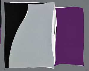 带紫色的黑色和灰色曲线，1960年 by Karl Benjamin