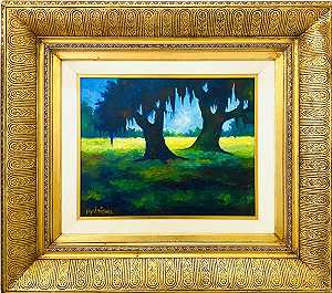 路易斯安那州景观，两棵橡树，未知 by George Rodrigue
