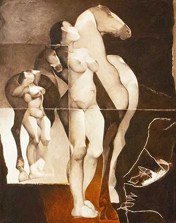 《赤裸与马II》，2007年 by Jamil Naqsh