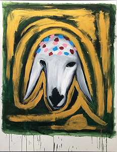 金羊，约1980年 by Menashe Kadishman