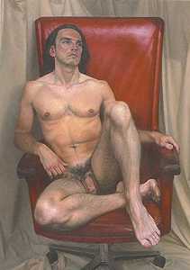 裸体男人，红色椅子，2010年 by Craig Wylie