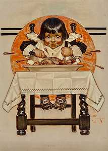 感恩节，《星期六晚报》封面，1910年11月12日，1910年 by Joseph Christian Leyendecker