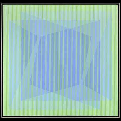 彩色褶皱/绿色、蓝色，1960-2017年 by Julian Stanczak
