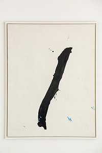 无标题（白色上的黑色垂直笔划），1964年 by Robert Motherwell