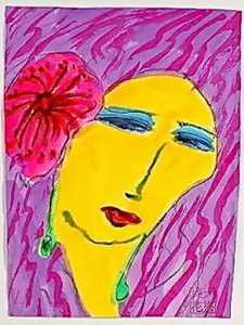 2001年粉色花朵的女人 by Walasse Ting 丁雄泉