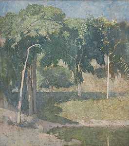 湖边，约1908年 by Emil Carlsen
