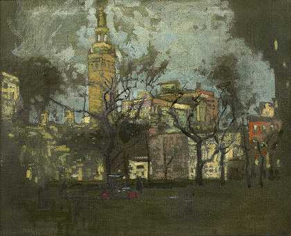 麦迪逊广场花园之夜，1912年 by Paul Cornoyer