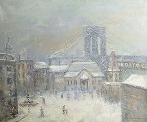 冬季布鲁克林大桥，日期不详 by Johann Berthelsen
