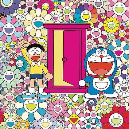 我们通过Anywhere门（Dokodemoo门）来到了花坛！，2018 by Takashi Murakami