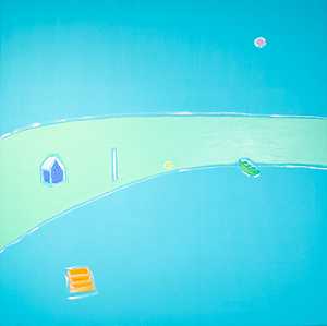 绿松石广场——色彩丰富、富于表现力、抽象的景观，画布上的亚克力，2007年 by Pat Service