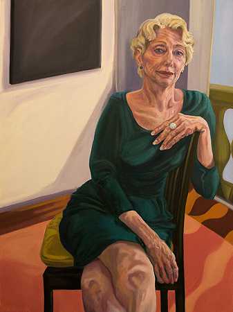 身穿绿色连衣裙的女人，2014年 by Patty Horing