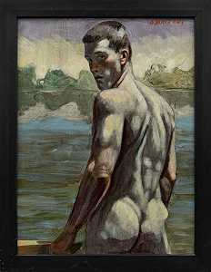 [Bruce Sargeant（1898-1938）]新泽西州湖边的裸男。 by Mark Beard