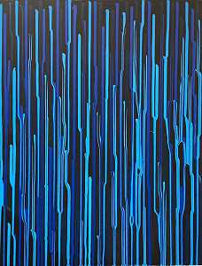 交错线条，蓝色和黑色，2010年 by Ian Davenport