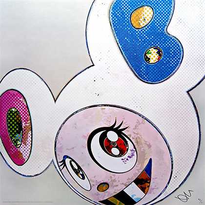 然后是x6（白色：超平面法，粉色和蓝色耳朵），2013年 by Takashi Murakami