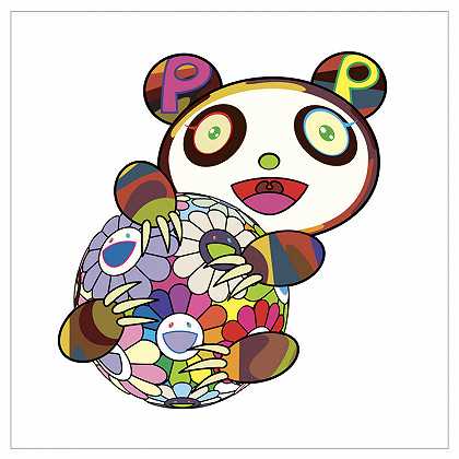 2020年，一只熊猫幼崽抱着一团花 by Takashi Murakami