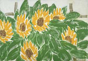 《六朵向日葵》，2001年 by Stephen Pace