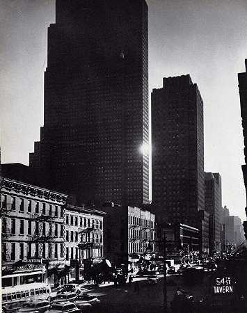 纽约市（前景为第54街酒馆标志），纽约，1948年 by Andreas Feininger