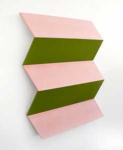 粉色和绿色之字形，2010年 by Ronald Davis