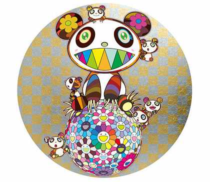 熊猫、熊猫幼崽和花球，2019年 by Takashi Murakami