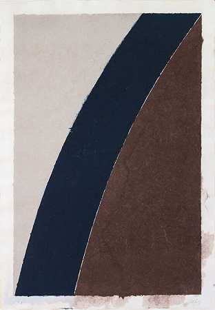 彩色纸张图像XII（蓝色曲线，棕色和灰色），1976年 by Ellsworth Kelly