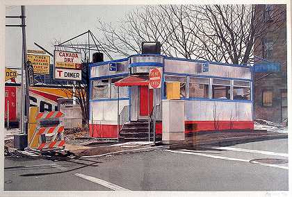 T晚餐，加拿大干餐厅（出售），1982年 by John Baeder