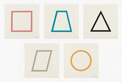 五种颜色的五个几何图形，1986年 by Sol LeWitt