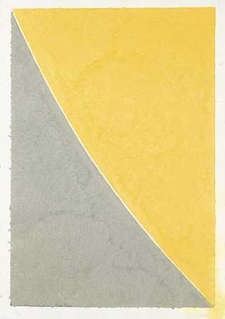 彩色纸张图像VII（带灰色的黄色曲线），1976年 by Ellsworth Kelly